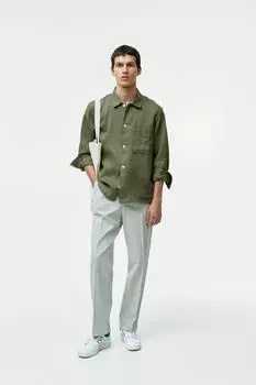 Льняная рубашка Arket, хаки