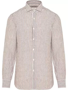 Льняная рубашка Barba, коричневый