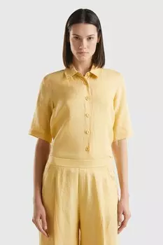 Льняная рубашка Benetton, желтый