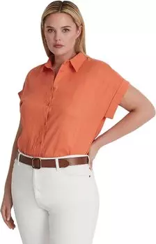 Льняная рубашка больших размеров с рукавами «летучая мышь» больших размеров LAUREN Ralph Lauren, цвет Canyon Orange