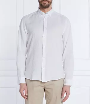 Льняная рубашка BOSS BLACK S-LIAM Regular Fit, белый