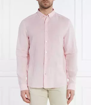 Льняная рубашка BOSS BLACK S-LIAM Regular Fit, пудрово-розовый