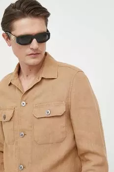 Льняная рубашка BOSS Boss, бежевый
