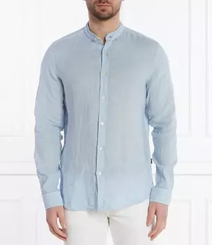 Льняная рубашка BOSS ORANGE Race Regular Fit, небесно-голубой