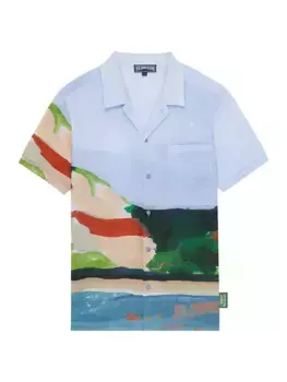 Льняная рубашка Charli Camp с принтом Vilebrequin x Highsnobiety Vilebrequin, цвет chambray