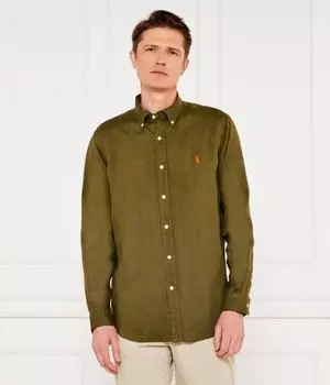 Льняная рубашка Custom fit Polo Ralph Lauren, серый