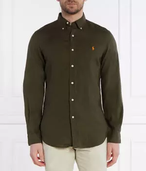 Льняная рубашка Custom fit Polo Ralph Lauren, хаки