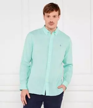 Льняная рубашка Custom fit Polo Ralph Lauren, голубой