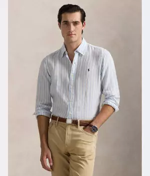 Льняная рубашка Custom fit Polo Ralph Lauren, синий