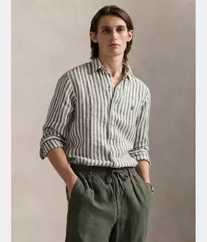 Льняная рубашка Custom fit Polo Ralph Lauren, серый