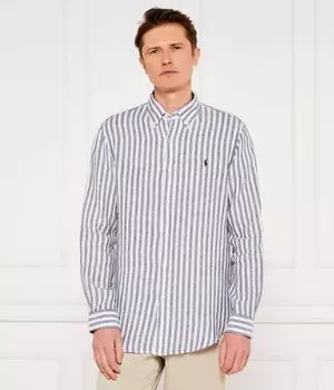 Льняная рубашка Custom fit Polo Ralph Lauren, синий