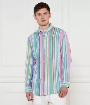Льняная рубашка Custom fit Polo Ralph Lauren, синий