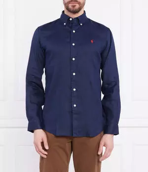 Льняная рубашка Custom fit Polo Ralph Lauren, синий