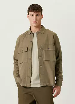 Льняная рубашка цвета хаки barstow AllSaints