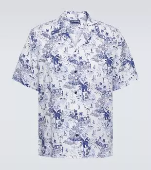 Льняная рубашка для боулинга с принтом charli Vilebrequin, синий