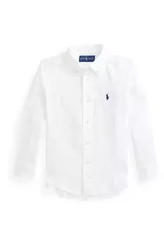 Льняная рубашка для мальчика с длинными рукавами Polo Ralph Lauren, белый