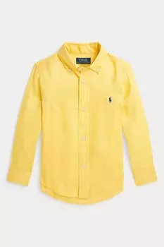 Льняная рубашка для мальчика с длинными рукавами Polo Ralph Lauren, желтый