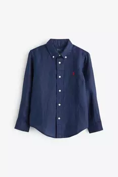 Льняная рубашка для мальчика с длинными рукавами Polo Ralph Lauren, синий