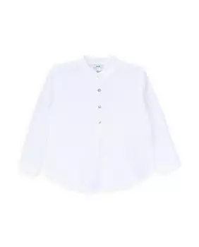 Льняная рубашка для мальчика с воротником-стойкой Knot, белый