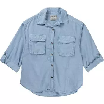 Льняная рубашка для солнца Free People, цвет faded denim
