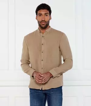 Льняная рубашка elvory Slim fit Hugo, коричневый