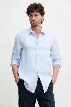 Льняная рубашка Emporio Armani, синий