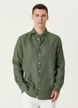 Льняная рубашка Eton, зеленый