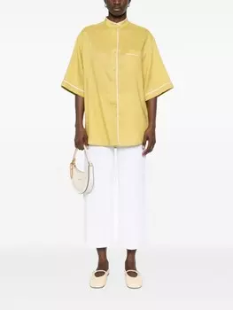 Льняная рубашка Fabiana Filippi с контрастной отделкой, зеленый