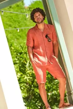 Льняная рубашка Fatface с короткими рукавами Fat Face, оранжевый