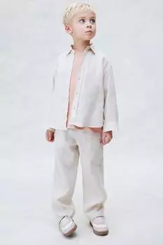 Льняная рубашка H&M, бежевый