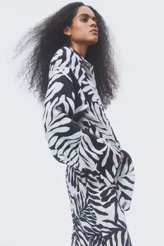 Льняная рубашка H&M, черный