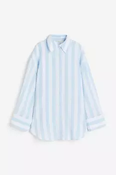 Льняная рубашка H&M, голубой