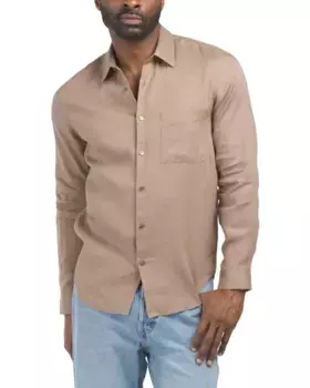 Льняная рубашка Irving с длинными рукавами Theory, цвет Fossil