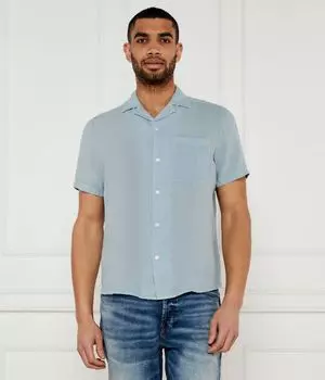 Льняная рубашка Эллино Straight fit Hugo, синий