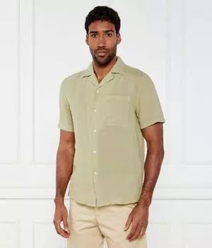 Льняная рубашка Эллино Straight fit Hugo, зеленый