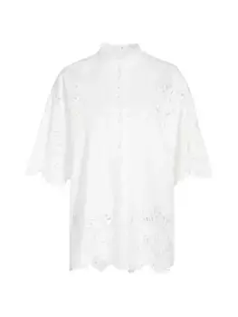 Льняная рубашка Junie с вышивкой Zimmermann, слоновая кость