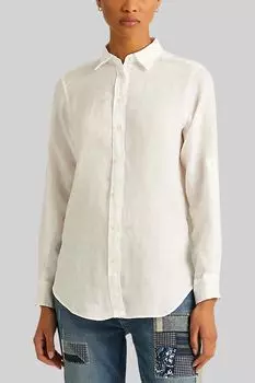 Льняная рубашка Karrie с длинными рукавами Lauren Ralph Lauren, белый