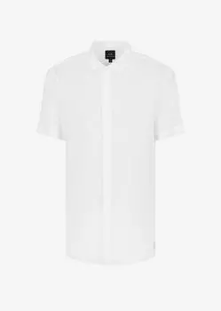 Льняная рубашка классического кроя Armani Exchange, белый