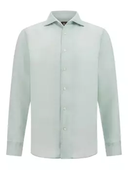 Льняная рубашка классического кроя Boggi Milano, зеленый