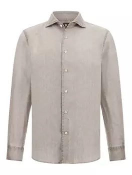 Льняная рубашка классического кроя Boggi Milano, нейтральный