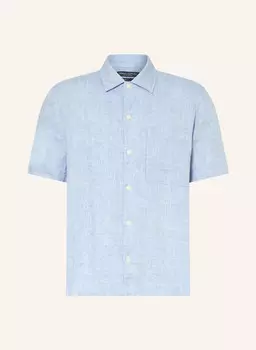 Льняная рубашка классического кроя с короткими рукавами Marc O'Polo, голубой