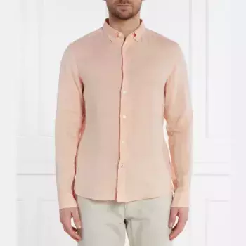 Льняная рубашка классического кроя S-liam Boss, бежевый