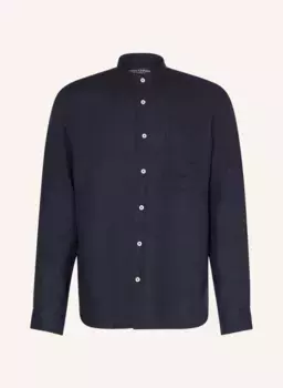 Льняная рубашка классического кроя с воротником-стойкой Marc O'Polo, синий