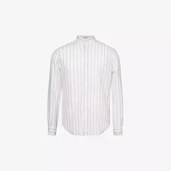 Льняная рубашка классического кроя с воротником-стойкой Eleventy, цвет sand