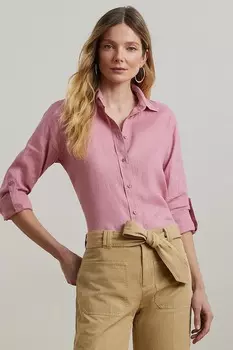 Льняная рубашка Lauren Ralph Lauren, розовый