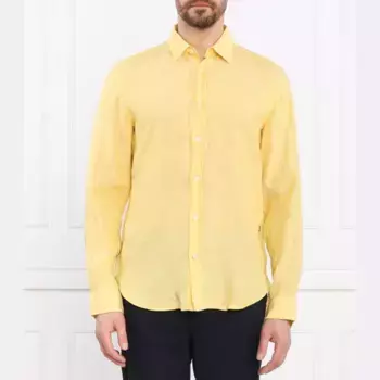 Льняная рубашка Liam классического кроя Boss, желтый