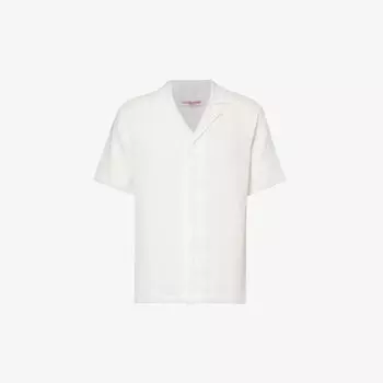 Льняная рубашка Maitan с короткими рукавами Orlebar Brown, белый