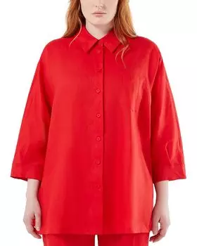 Льняная рубашка Marina Rinaldi, красный
