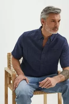 Льняная рубашка Medicine, темно-синий