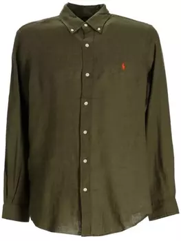Льняная рубашка на пуговицах Polo Ralph Lauren, зеленый